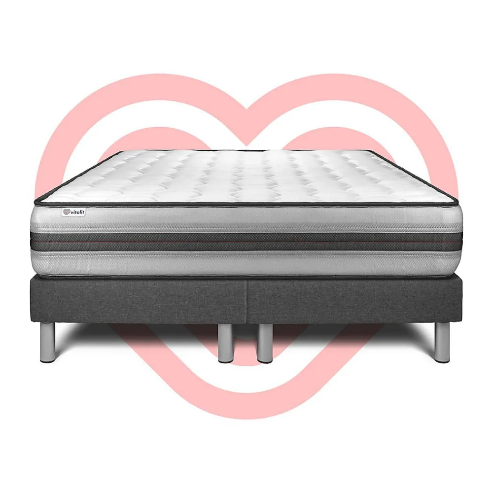 Ensemble Ressorts ensachés et mémoire de forme de confort Equilibré avec sommier tapissier>Vitalit New
