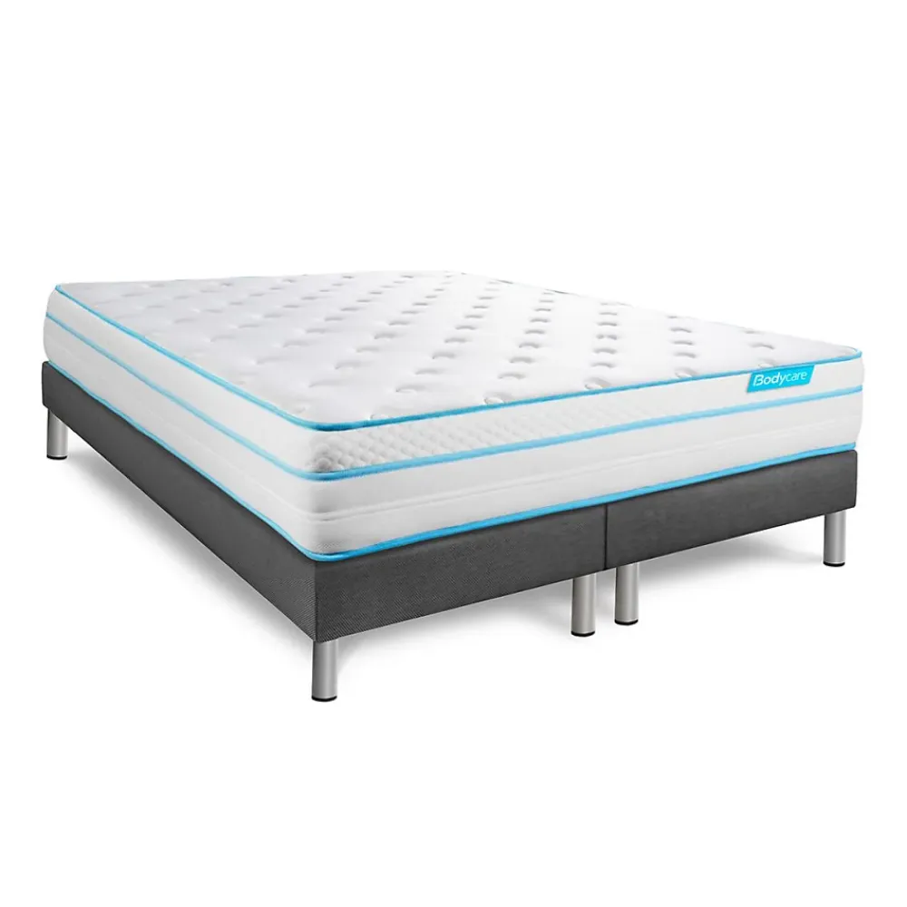 Bodycare Ensemble Ressorts ensachés et mémoire de forme de confort Ferme avec sommier tapissier* Ensemble Sommier Et Matelas