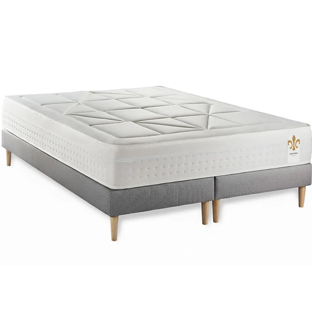 Litier Deluxe Ensemble Ressorts ensachés et mémoire de forme de confort Equilibré avec sommier tapissier* Ensemble Sommier Et Matelas