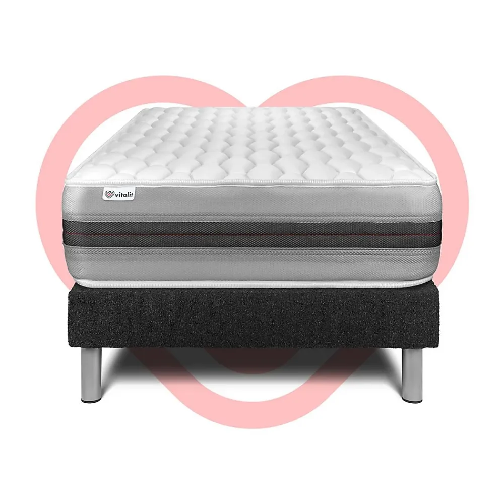 Vitalit Ensemble Ressorts ensachés et mémoire de forme de confort Equilibré avec sommier tapissier* Ensemble Sommier Et Matelas