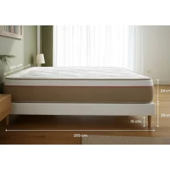 Marmottes & Co Ensemble Ressorts ensachés et mémoire de forme de confort Equilibré avec sommier kit* Ensemble Sommier Et Matelas