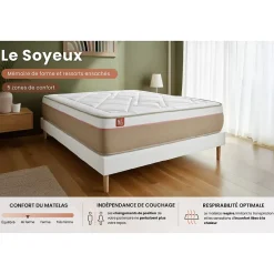 Marmottes & Co Ensemble Ressorts ensachés et mémoire de forme de confort Equilibré avec sommier kit* Ensemble Sommier Et Matelas
