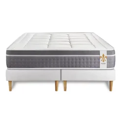 Litier Deluxe Ensemble Ressorts ensachés et mémoire de forme de confort Equilibré avec sommier tapissier* Ensemble Sommier Et Matelas