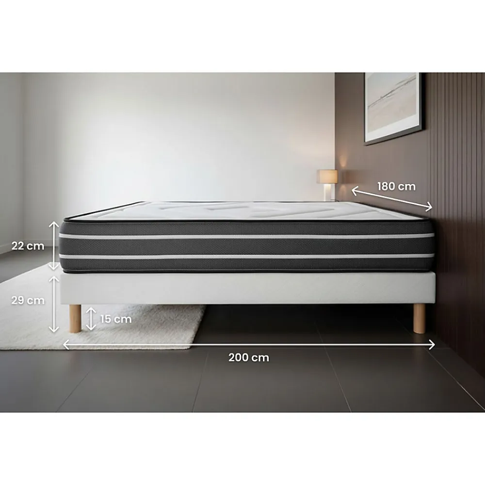 Ensemble Ressorts ensachés et mémoire de forme de confort Ferme avec sommier tapissier>Prestige Literie Best