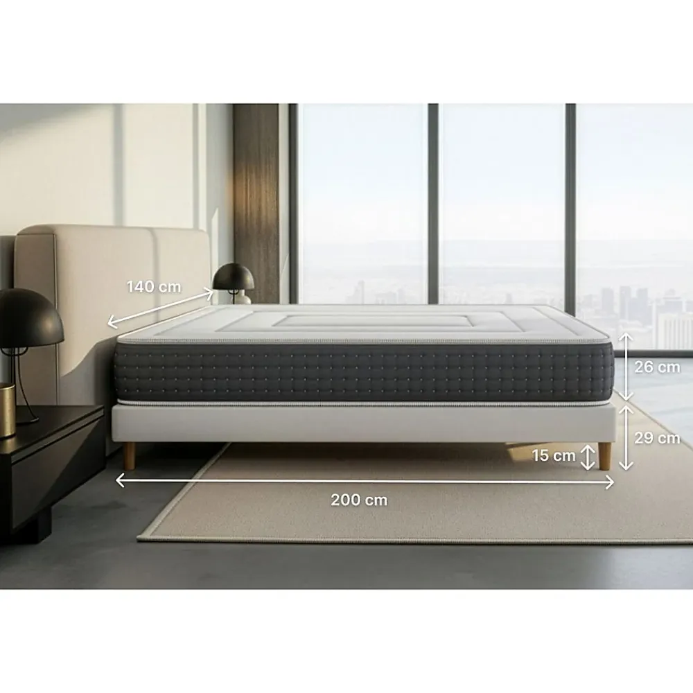 Litier Deluxe Ensemble Ressorts ensachés et mémoire de forme de confort Ferme avec sommier kit* Ensemble Sommier Et Matelas