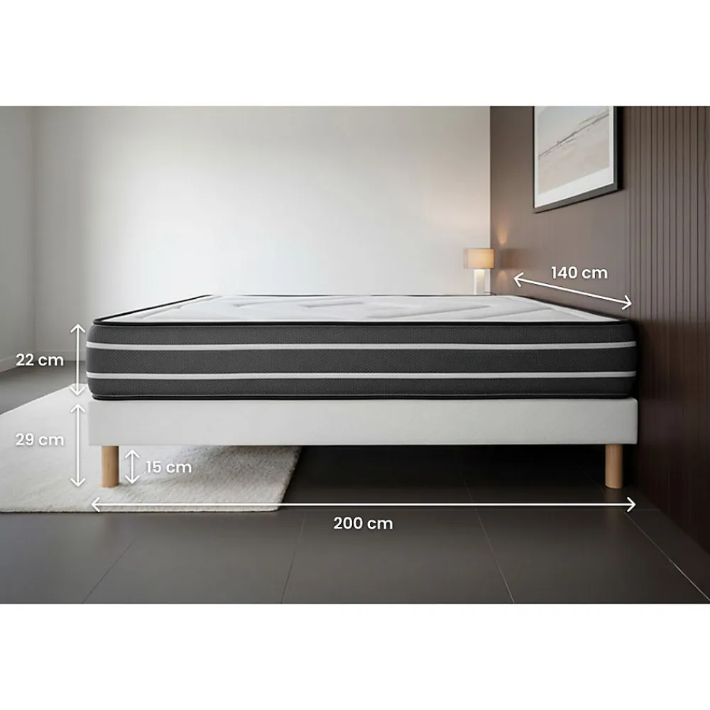 Ensemble Ressorts ensachés et mémoire de forme de confort Ferme avec sommier tapissier>Prestige Literie Outlet