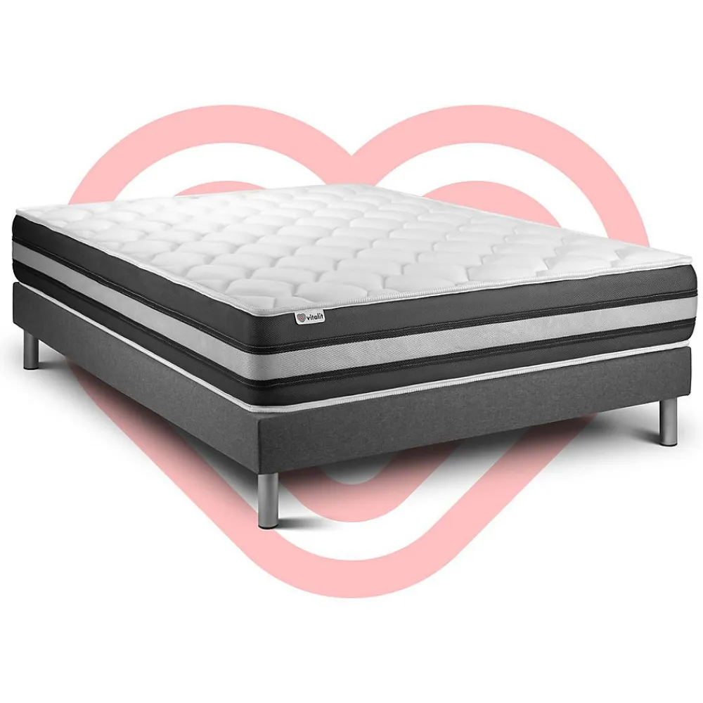 Ensemble Ressorts ensachés et mémoire de forme de confort Ferme avec sommier tapissier>Vitalit Hot