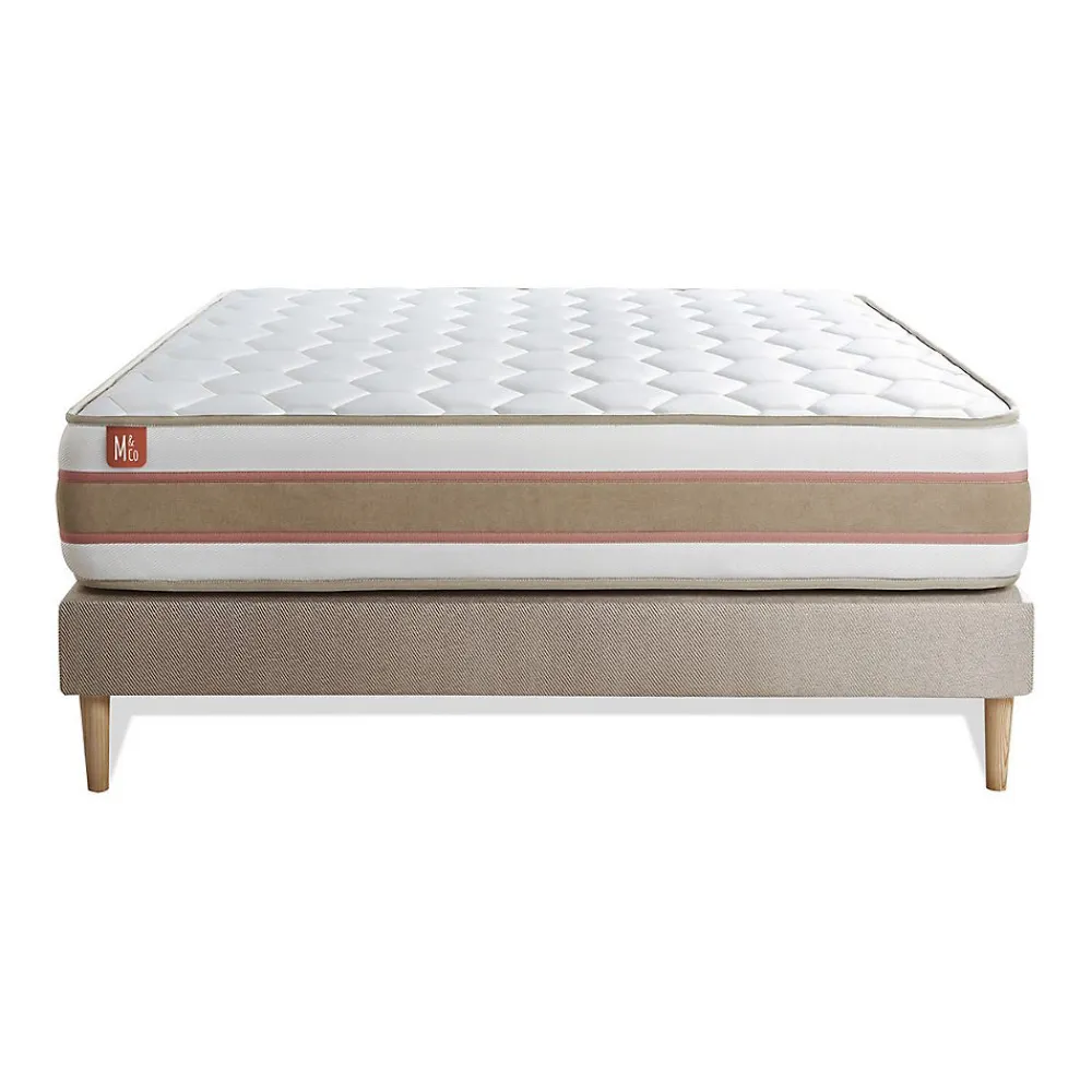 Marmottes & Co Ensemble Ressorts ensachés et mémoire de forme de confort Equilibré avec sommier tapissier* Ensemble Sommier Et Matelas