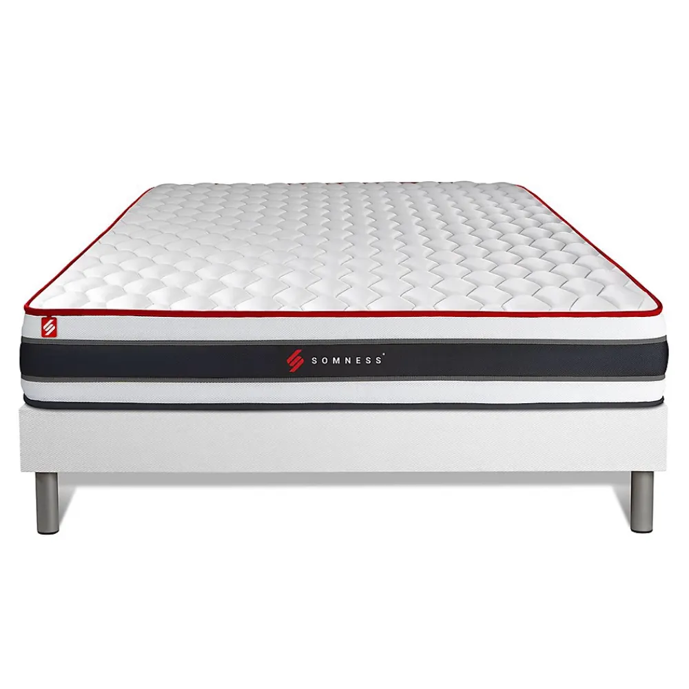 Somness Ensemble Ressorts ensachés et mémoire de forme de confort Ferme avec sommier tapissier* Ensemble Sommier Et Matelas