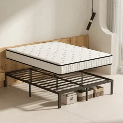 Teeno Ensemble 140x190 cm Matelas en mousse de 22 cm d'épaisseur + cadre de lit en métal* Ensemble Sommier Et Matelas