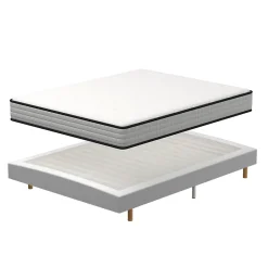 Ensemble 160x200 cm Matelas en Mousse+ Lit Sommier Tapissier Déco, Epaisseur du Matelas 22cm>Teeno Hot