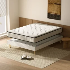 Ensemble 160x200 cm Matelas en Mousse+ Lit Sommier Tapissier Déco, Epaisseur du Matelas 22cm><noscript><img width=