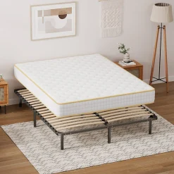 Ensemble 140x190 cm Matelas Mousse + Sommier à Lattes, Epaisseur du Matelas 18 cm><noscript><img width=