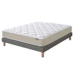 Idliterie Ensemble 1400x200 Matelas polylatex 80 kg/m3 et sommier tapissier beige* Ensemble Sommier Et Matelas