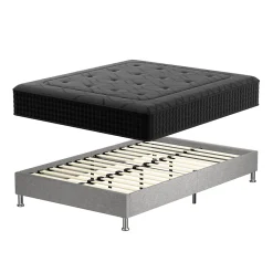 Teeno Ensemble 140x190cm Matelas à ressorts + Cadre de lit Plateforme Capitonné , Epaisseur du Matelas 30cm* Ensemble Sommier Et Matelas