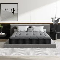 Teeno Ensemble 140x190cm Matelas à ressorts + Cadre de lit Plateforme Capitonné , Epaisseur du Matelas 30cm* Ensemble Sommier Et Matelas