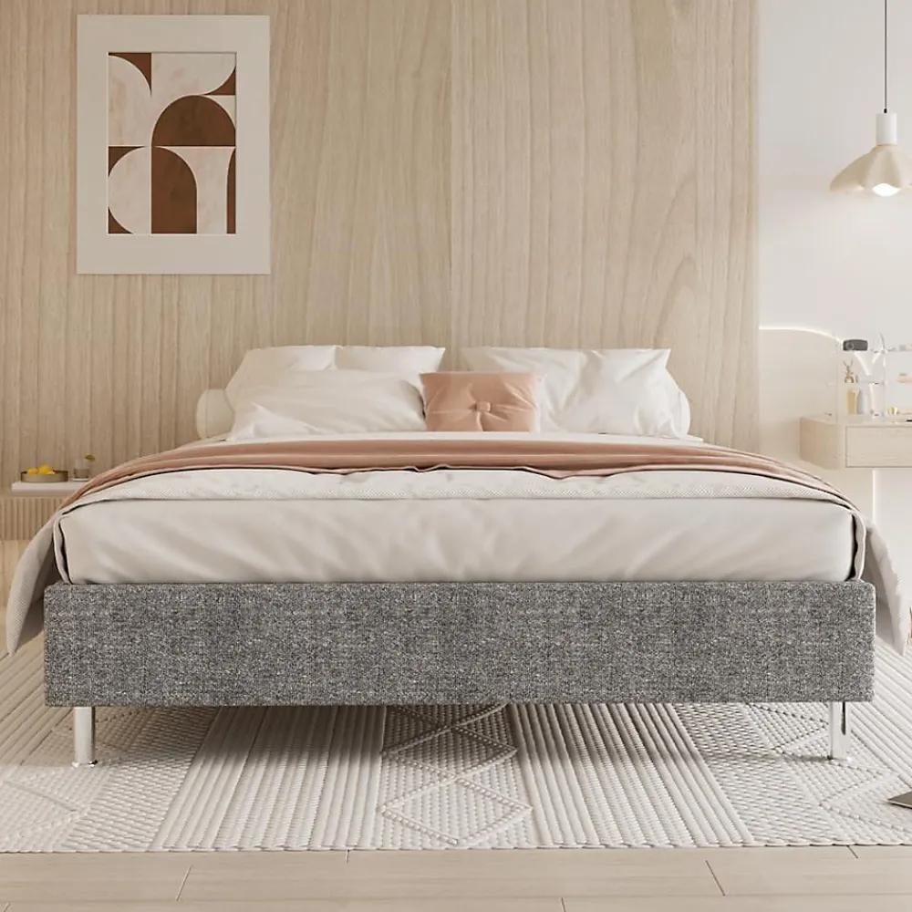 Teeno Ensemble 140x190cm Matelas en mousse + Cadre de lit Plateforme Capitonné, Epaisseur du Matelas 22cm* Ensemble Sommier Et Matelas