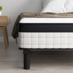 Teeno Ensemble 90x200cm matelas-châssis, matelas à ressorts ensachés et haute résilience + cadre de lit en fer robuste, comprenant 6* Ensemble Sommier Et Matelas