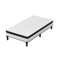 Teeno Ensemble 90x200cm matelas-châssis, matelas à ressorts ensachés et haute résilience + cadre de lit en fer robuste, comprenant 6* Ensemble Sommier Et Matelas
