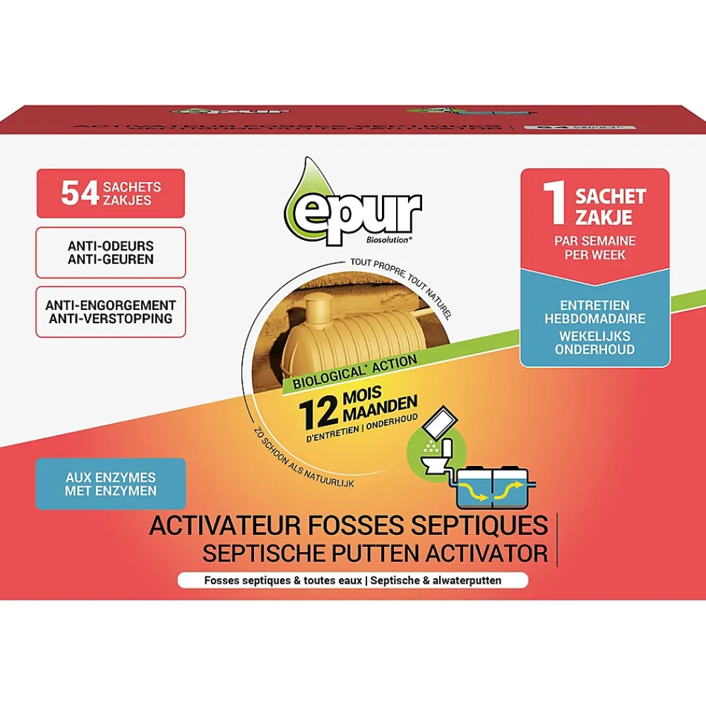 Epur Entretien 1an fosse septique 54 sachets* Déboucheur