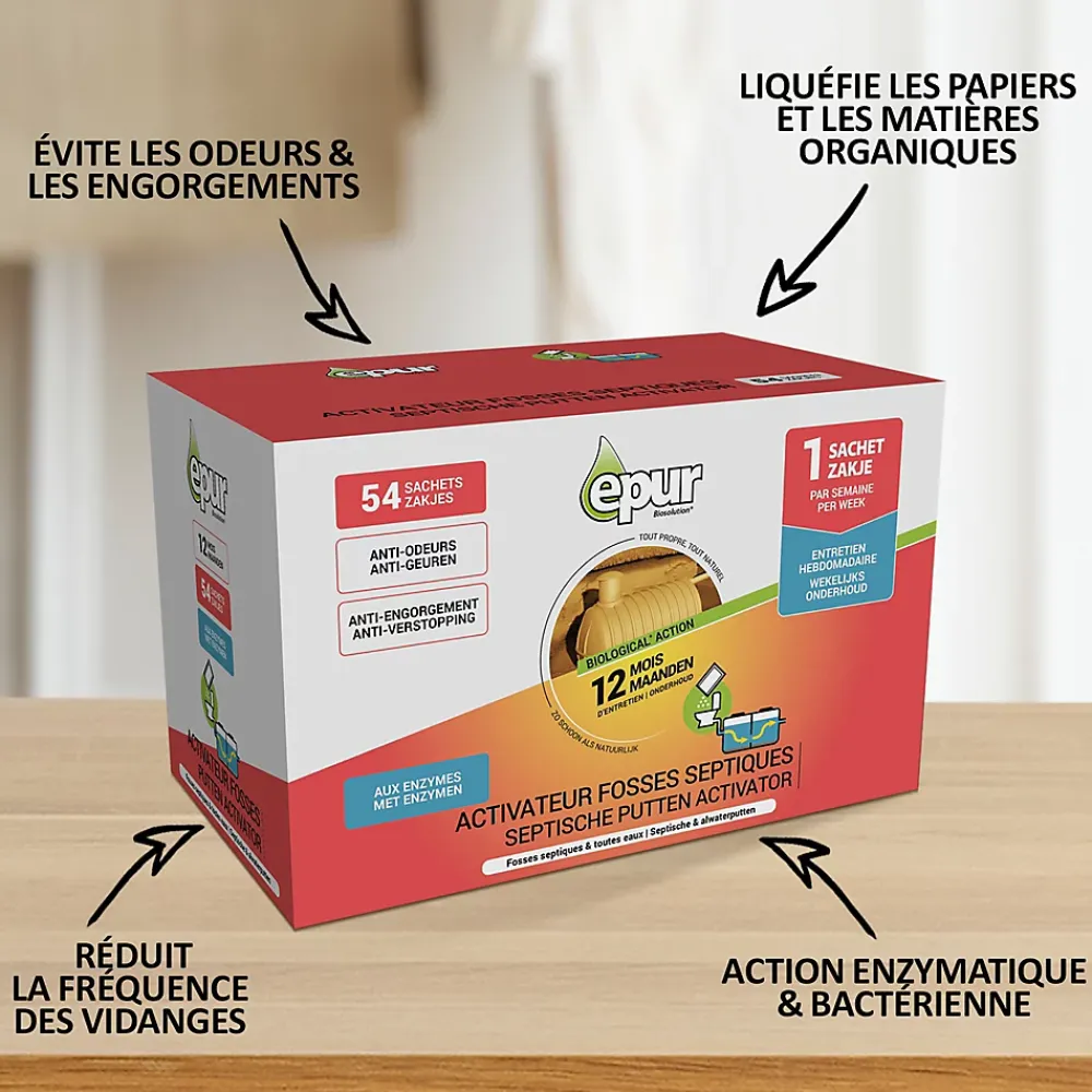 Epur Entretien 1an fosse septique 54 sachets* Déboucheur