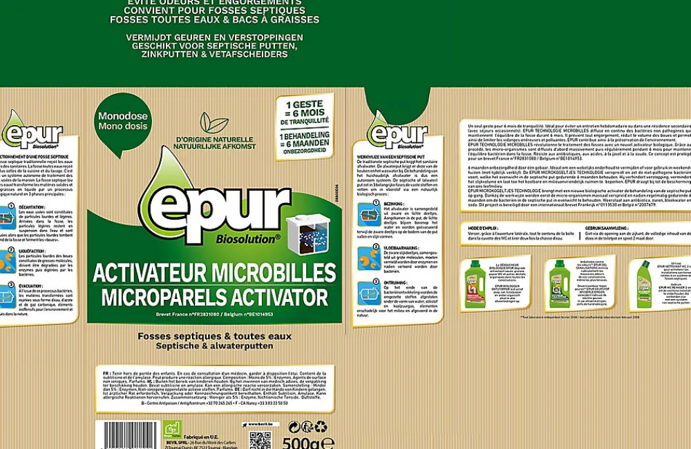 Epur Entretien fosses septiques 6 mois activateur microbilles* Déboucheur