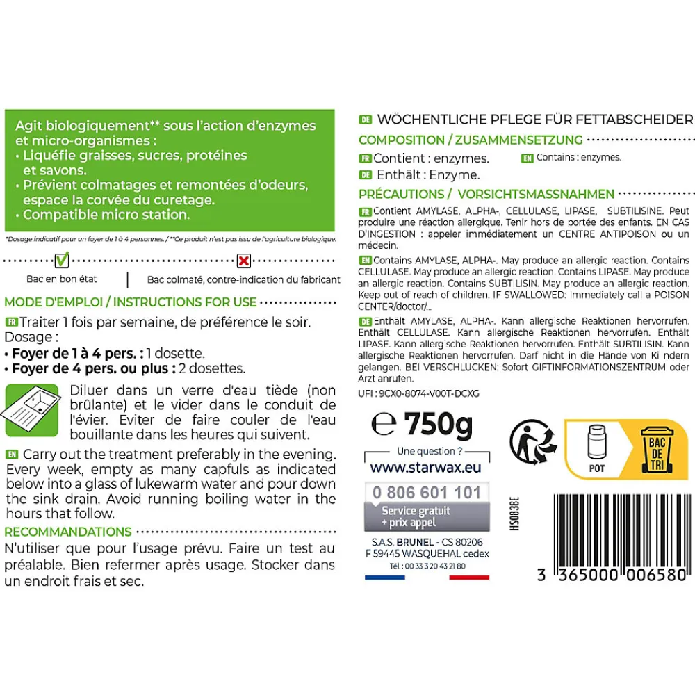 Entretien hebdomadaire bac à graisses 750g,>Starwax Sale