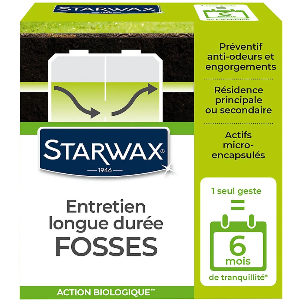 Entretien longue durée 6 mois fosses septiques 500g>Starwax Hot