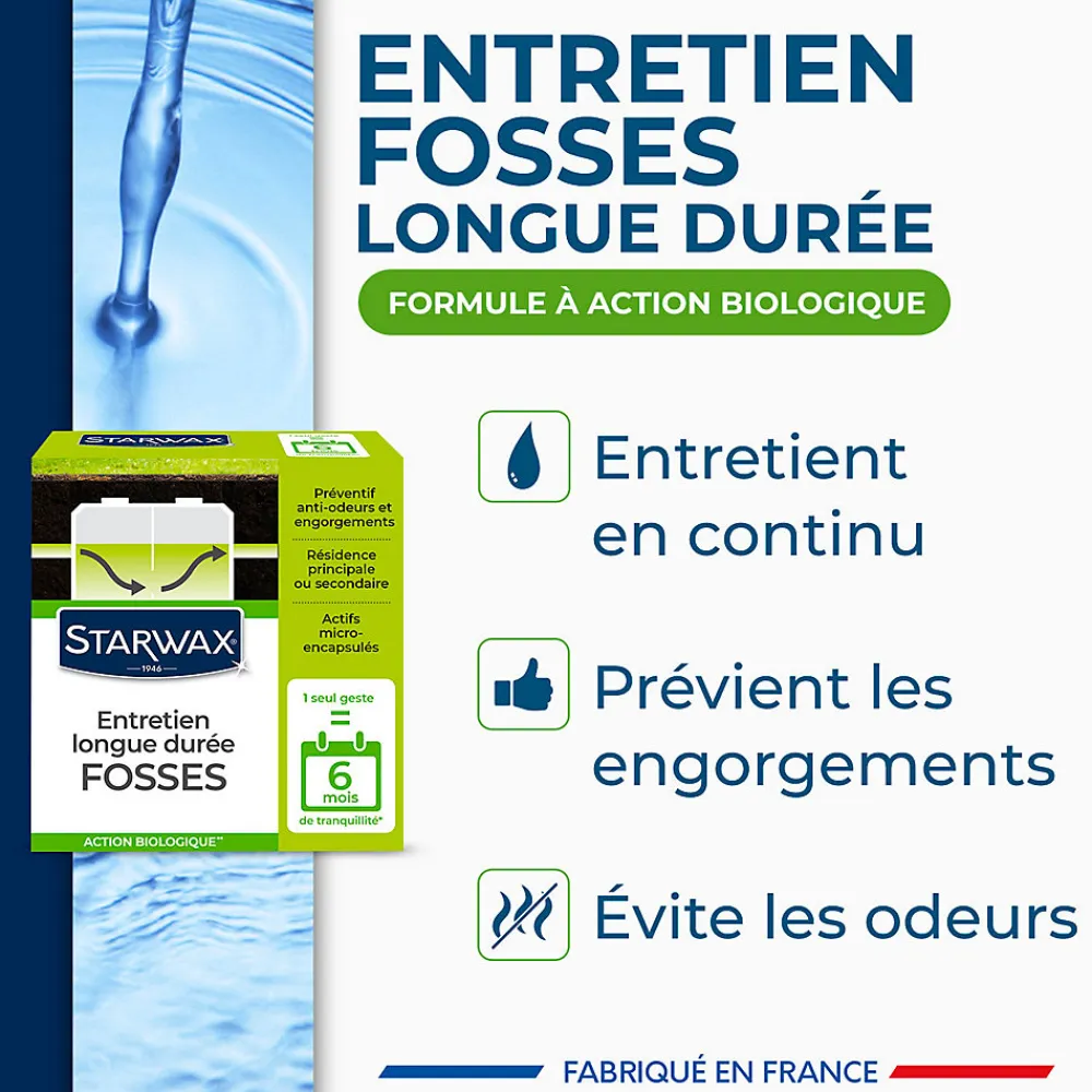 Entretien longue durée 6 mois fosses septiques 500g>Starwax Hot