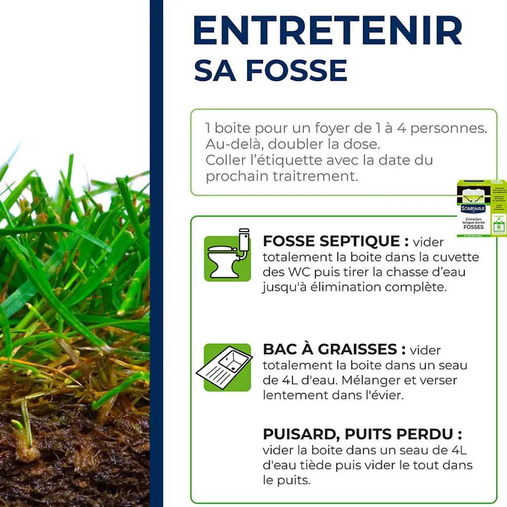 Entretien longue durée 6 mois fosses septiques 500g>Starwax Hot