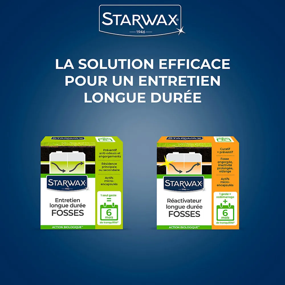 Entretien longue durée 6 mois fosses septiques 500g>Starwax Hot