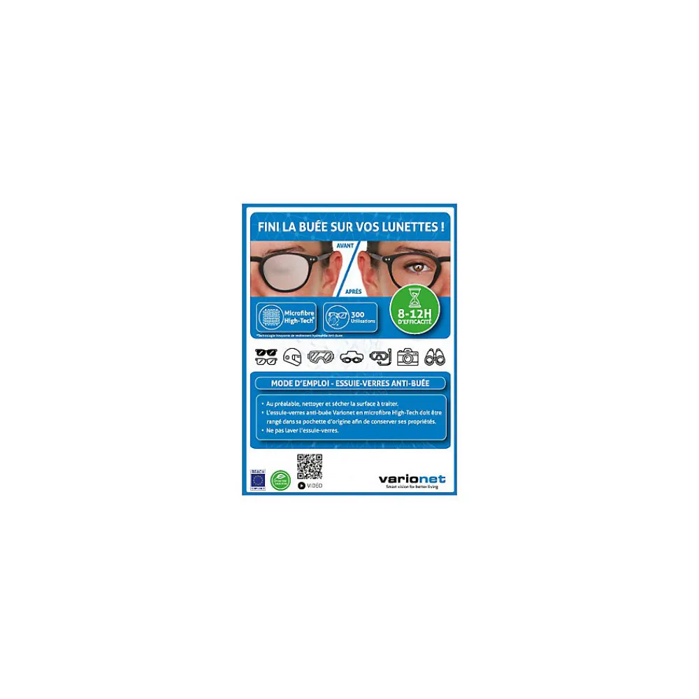 Essuie-verres anti buée 15 X 18 cm Efficace 12h et 300 Utilisations x 5>Varionet Hot