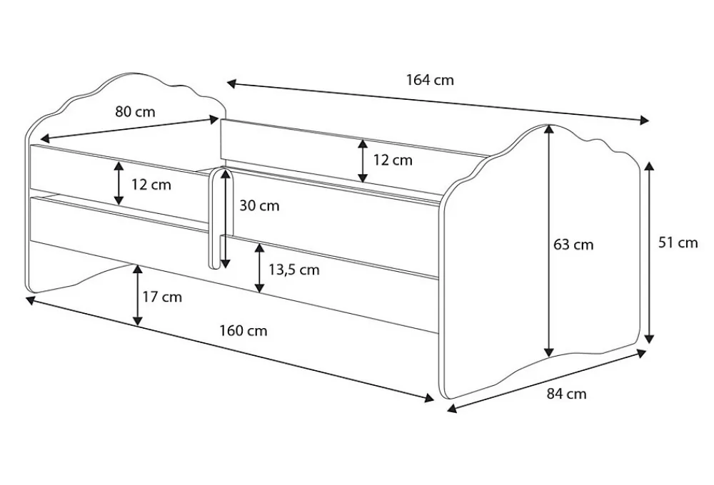 FALA lit enfant avec barreau 160x80 Mermaid>Kobi Outlet