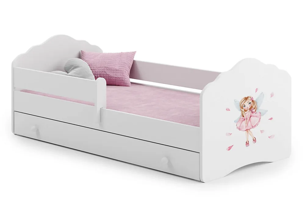 FALA lit enfant avec tiroir et barreau 160x80 fille avec ailes>Kobi Best