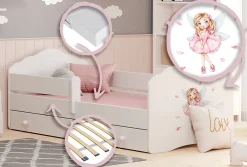 FALA lit enfant avec tiroir et barreau 160x80 fille avec ailes><noscript><img width=