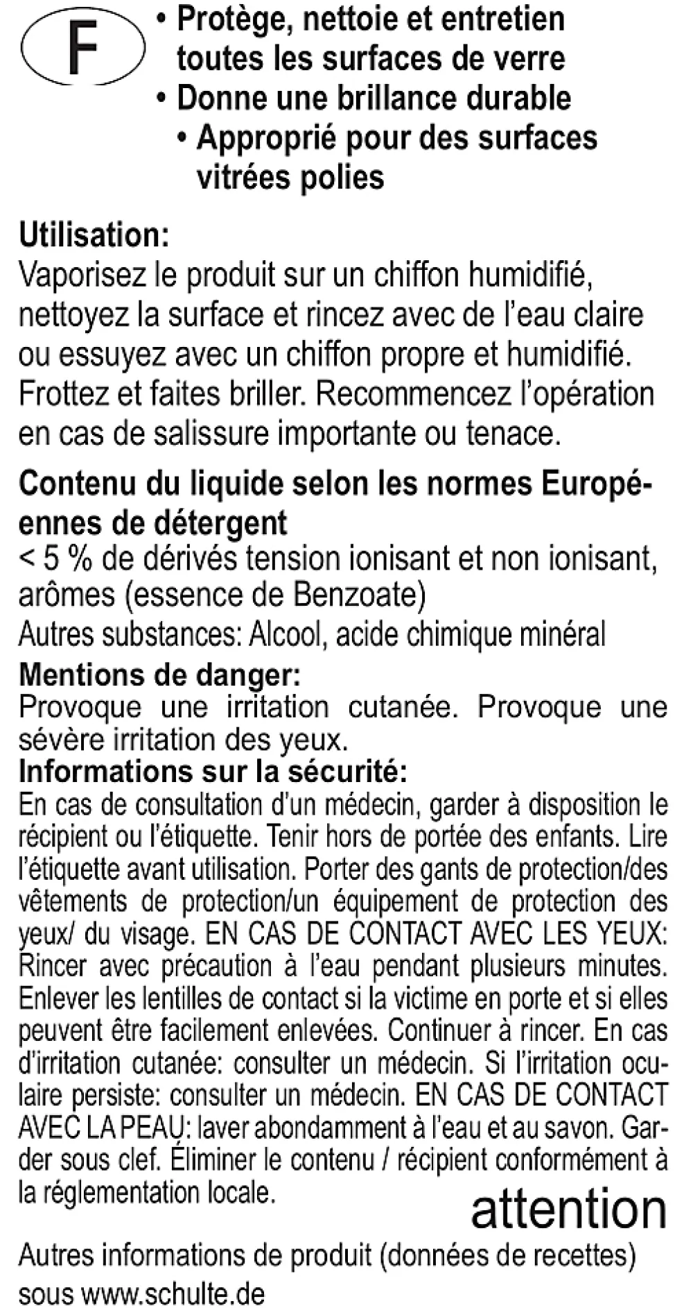 Schulte Fixil Cleaner 500 ml, produit nettoyant anticalcaire pour surfaces en verre* Nettoyant Pour Salle De Bains