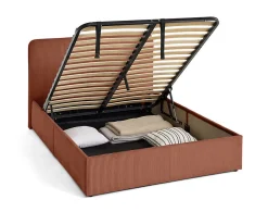 Goyave - lit coffre - 140x190 - en velours côtelé - sommier inclus ->Best Mobilier Discount