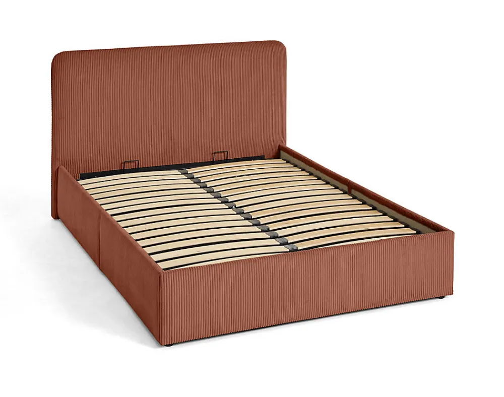 Goyave - lit coffre - 140x190 - en velours côtelé - sommier inclus ->Best Mobilier Discount
