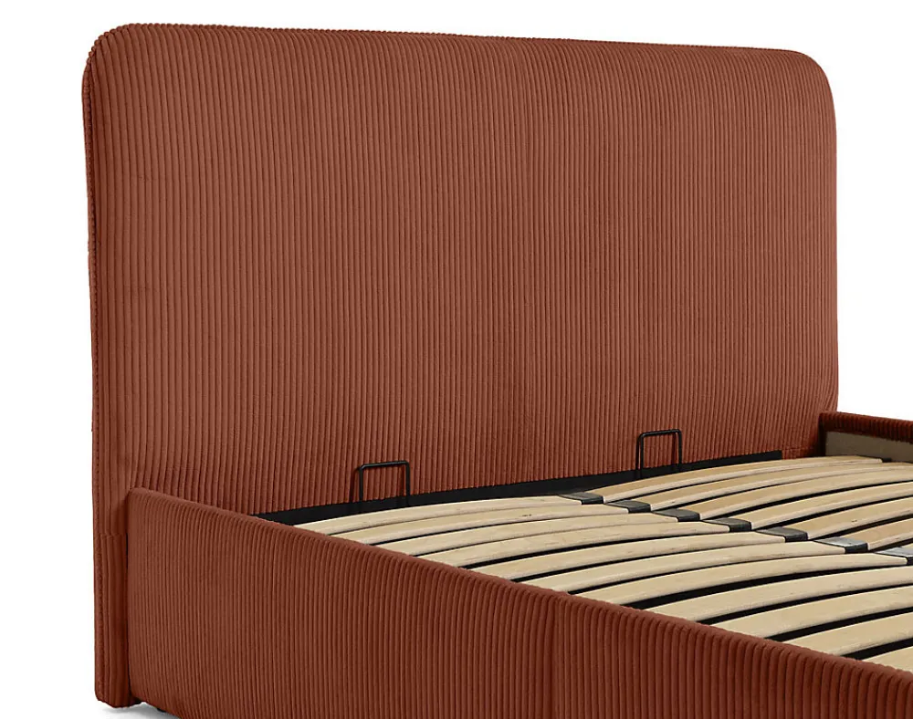 Goyave - lit coffre - 140x190 - en velours côtelé - sommier inclus ->Best Mobilier Discount