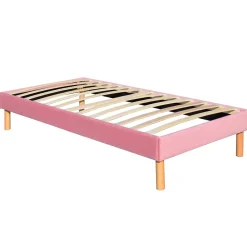 King Of Dreams Gregory - Solide et Confortable Sommier Tapissier Rose + Pieds en 20 cm pour Matelas en 90x190-13 Lattes* Sommier