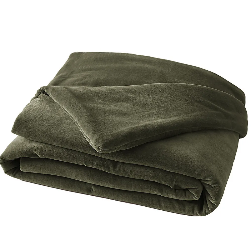 Altobuy HARRIS - Chemin de Lit 90x200cm Velours de Coton Coloris Thym* Boutis, Couvre-Lit, Édredon