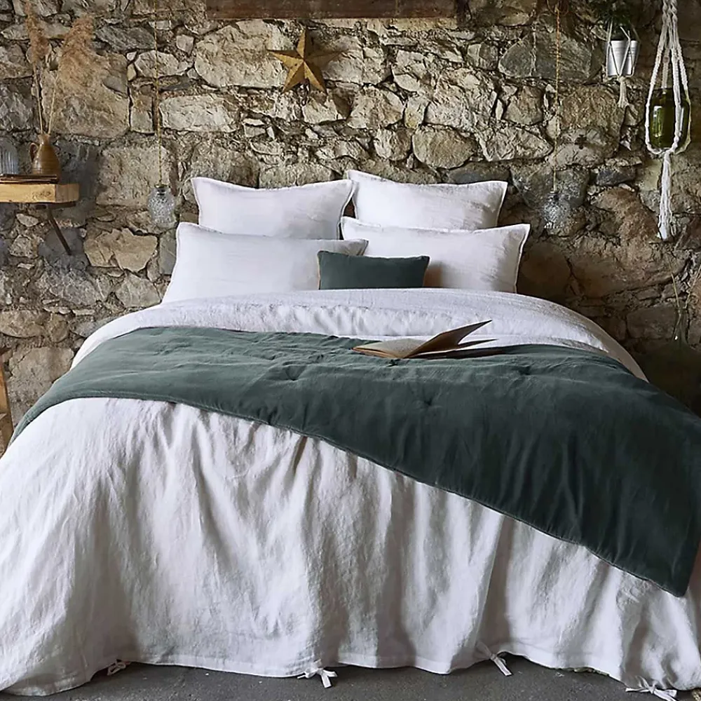 Altobuy HARRIS - Chemin de Lit 90x200cm Velours de Coton Coloris Ardoise* Boutis, Couvre-Lit, Édredon