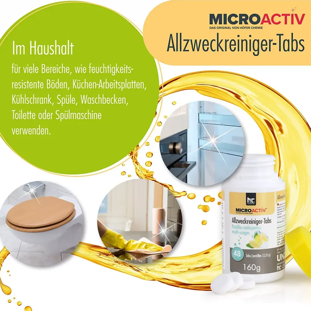 Höfer Chemie Microactiv Pastilles Nettoyantes Multi-usages 24 x 160 G, Parfum Citron* Nettoyant Pour Salle De Bains
