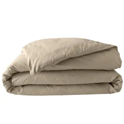 Housse de couette 100% Percale de Coton ORIGINE (260x240 cm - Sable)><noscript><img width=