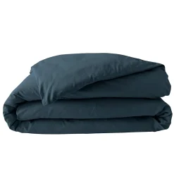 Housse de Couette 2 Personnes Percale Uni 78 fils percaline 260x240cm bleu><noscript><img width=