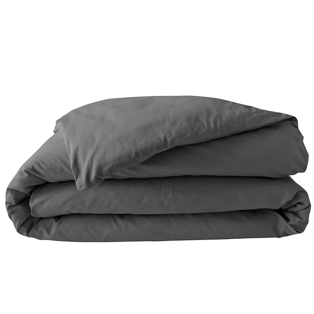 Housse de Couette 2 Personnes Percale Uni 78 fils percaline 240x220cm anthracite>Douceur D'Intérieur Outlet