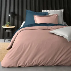 Housse de Couette 2 Personnes Percale Uni 78 fils percaline 260x240cm Rose><noscript><img width=
