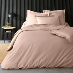 Housse de Couette 2 Personnes Percale Uni 78 fils percaline 260x240cm Rose><noscript><img width=