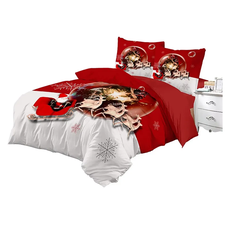 Edem Housse de couette 2 taies drap housse Père Noël & Traîneau* Parure De Lit