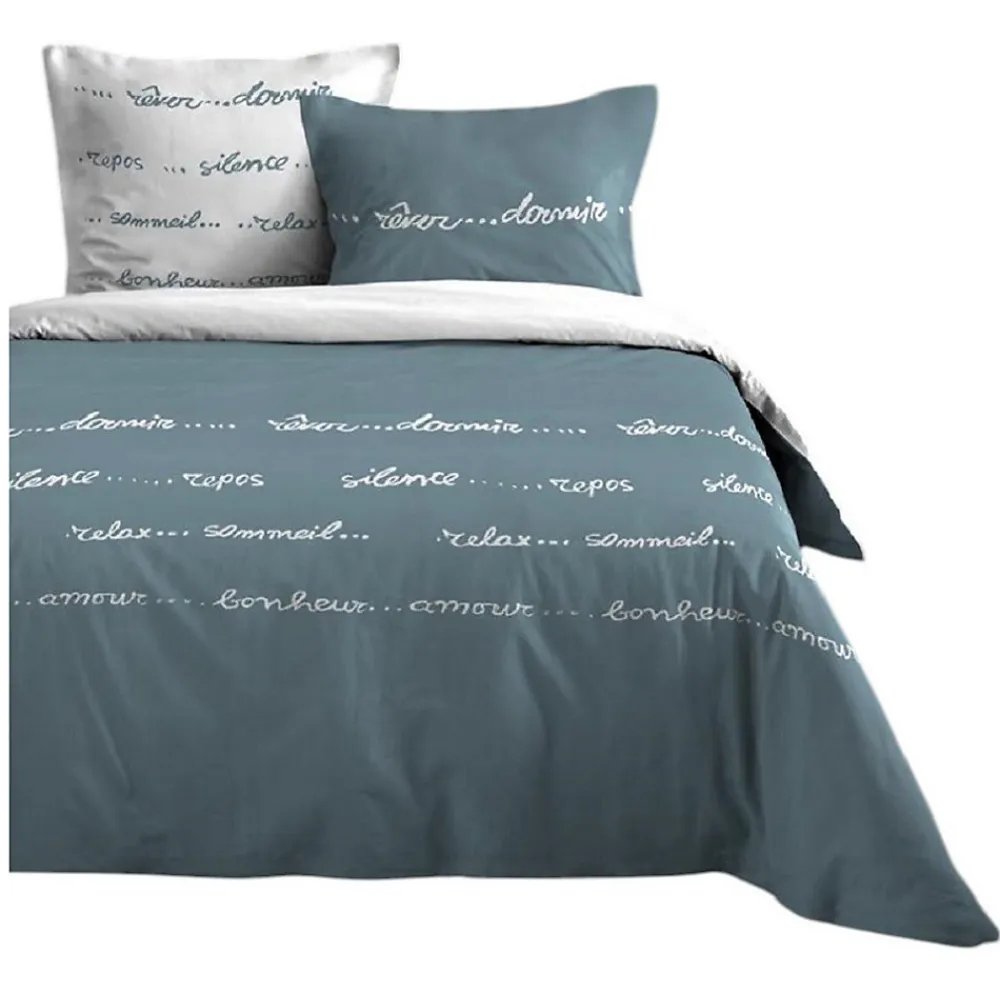 Housse de couette + taies 240x220cm Reverie Zen>Eden Discount